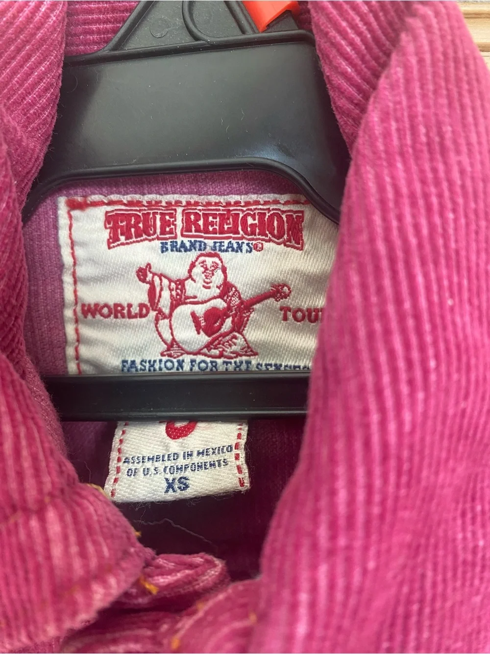 078–True Religion Kids Corduroy Jean Jacket in Raspberry